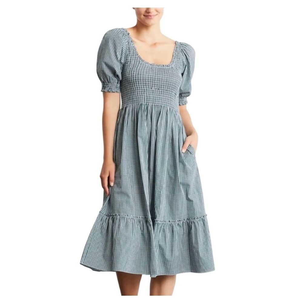 Hill House Louisa Nap Dress Emerald Gingham Plaid Size M $218.00